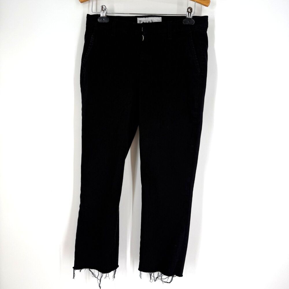 FRANK & EILEEN Wicklow The Italian Performance Chino Pant Black Lagenlook Size 6